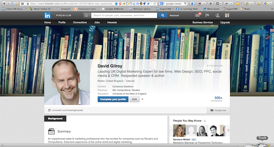 David Gilroy's new LinkedIn banner photo