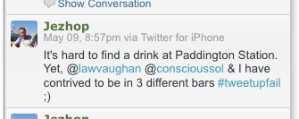 Three bars at Paddington tweet!