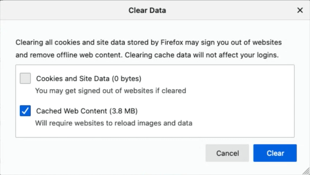 screenshot of firefox settings