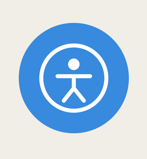 Blue accessibility icon in the style of an accessibility overlay widget